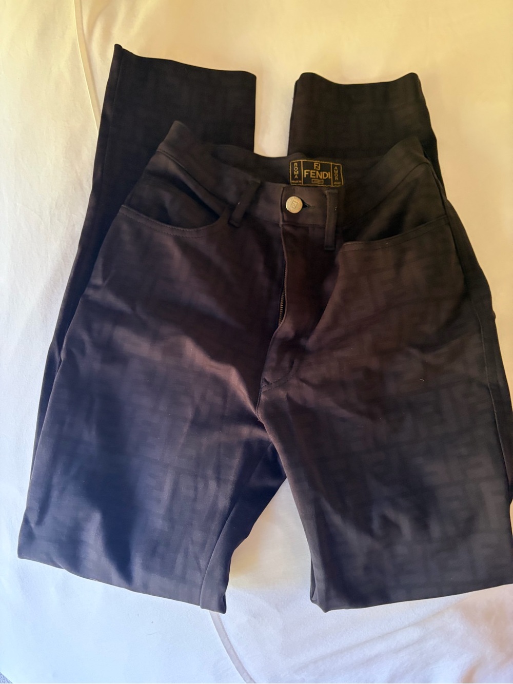 Fendi Black Logo Jacquard Chinos
